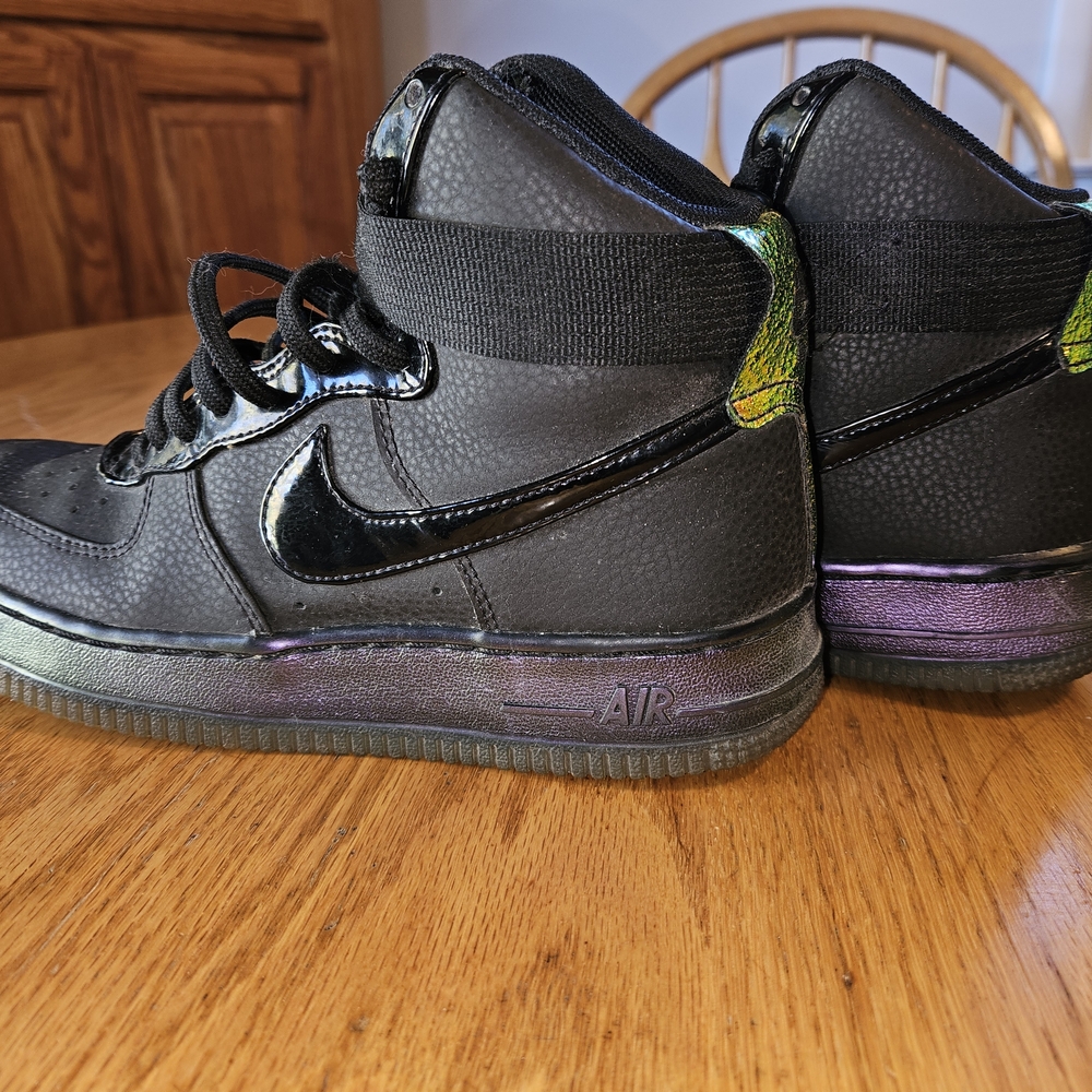 Nike Black and Iridescent Kids High-Top Sneakers